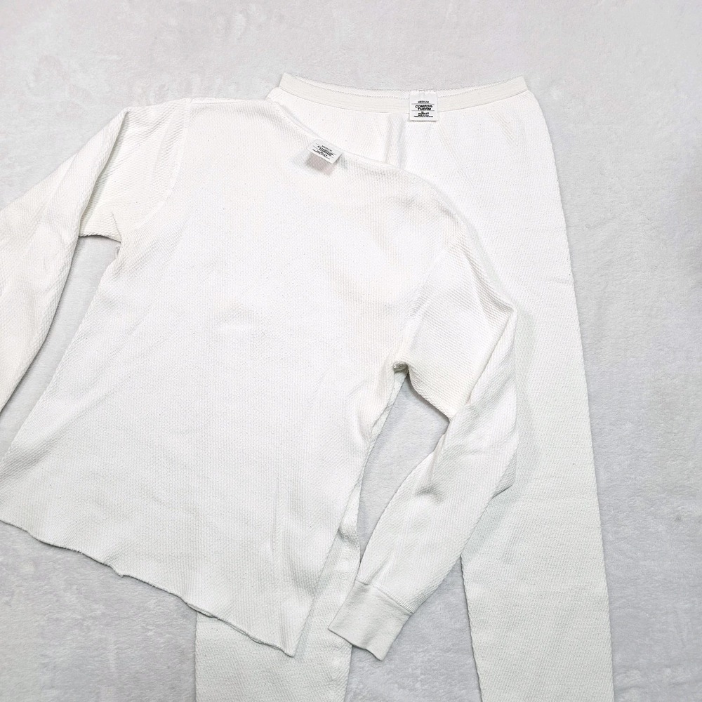 Vtg DUOFOLD Comfor-Therm Waffle Knit Thermal Shirt & Pants Medium Made In USA